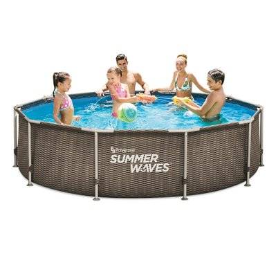 Piscine tubulaire Active Frame Pool ronde effet rotin 3,05 x 0,76 m - Summer Waves - 39140 - 4895215117232