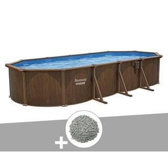 Kit piscine acier Bestway Hydrium effet bois ovale 7,30 x 3,60 x 1,30 m + 10 kg de zéolite