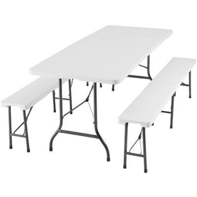 Tectake  Ensemble de table de camping pliable - blanc - 404527 - 4061173210555