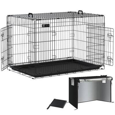 VOUNOT Cage pour chien pliable avec 2 portes verrouillable plateau amovible et housse de protection 122x75x81cm - 6877493362711 - 6973424413111