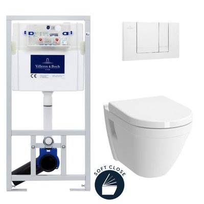 Villeroy & Boch Pack WC bâti-support + Cuvette Vitra S50 + Abattant softclose + Plaque blanche (ViConnectS50-2) - 0734077015536 - 0734077015536