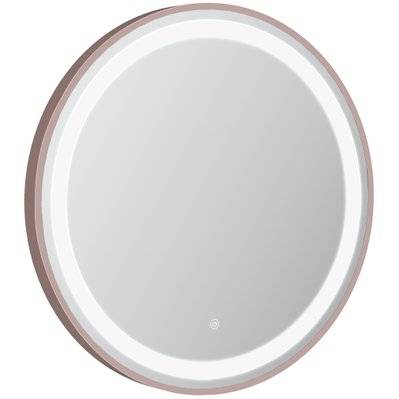 Miroir lumineux LED 48 W tactile réglable alu. coloris or rose - 834-392 - 3662970113233