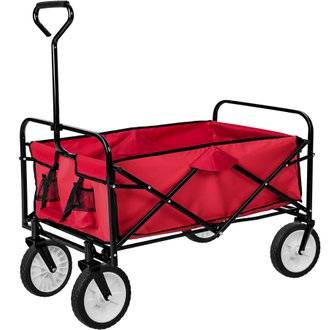 Tectake  Chariot de jardin pliable 80 kg - rouge