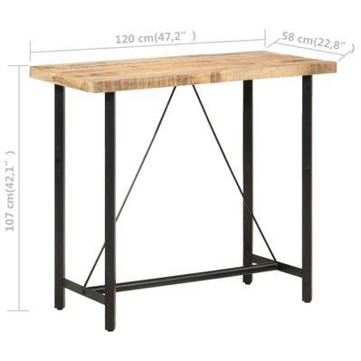 vidaXL Table de bar 120x58x107 cm Bois de manguier brut - 286611 - 8719883827100