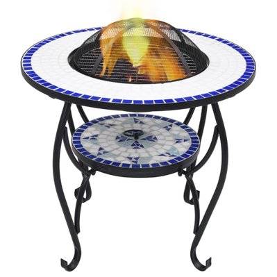 vidaXL Table de foyer mosaïque Bleu et blanc 68 cm Céramique - 46724 - 8719883733746