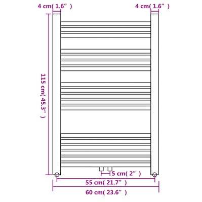 vidaXL Radiateur sèche-serviettes vertical de salle de bain 600x1160mm - 140844 - 8718475866275
