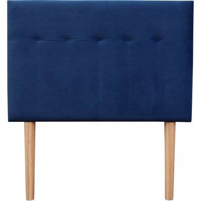 Tête de lit capitonnée en Velours "Lya" - 90 x 100 cm - Bleu foncé - 133850 - 3701577617536
