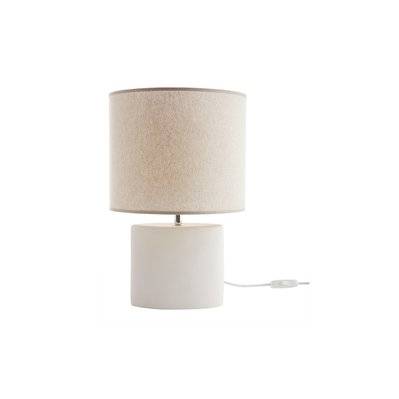 Lampe à poser en céramique blanc mat et abat-jour en lin naturel TIGA - L25xP25xH40 - 55037 - 3662275137750