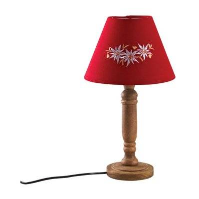 Lampe rouge en bois Edelweiss - 25034 - 3238920787566