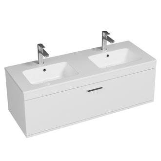RUBITE Meuble salle de bain double vasque 1 tiroir blanc largeur 120 cm