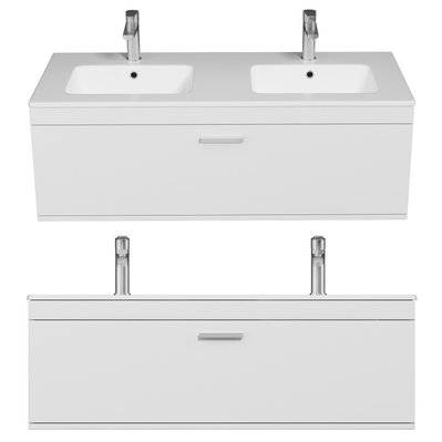 RUBITE Meuble salle de bain double vasque 1 tiroir blanc largeur 120 cm - 279#IZI#4807 - 3701041648578