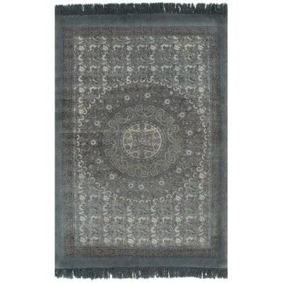 vidaXL Tapis Kilim Coton 120 x 180 cm avec motif Gris - 246569 - 8718475619963