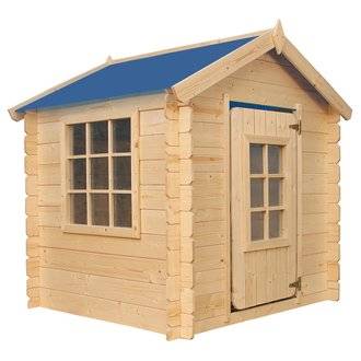 Maison en bois pour enfants - Toit bleu - 111x113xH121cm / 0.9 m2 - SANS PLANCHER - Timbela M570M-1