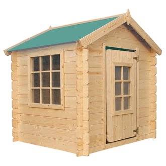 Maison en bois pour enfants - Toit vert - 111x113xH121cm / 0.9 m2 - SANS PLANCHER - Timbela M570Z-1