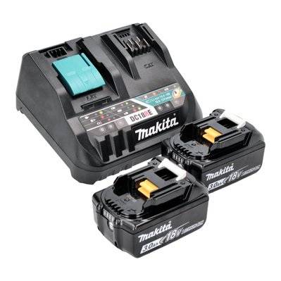 Makita Power Source Kit 18 V avec - 2x Batteries BL 1830 B 3,0 Ah (2x 197599-5) + Chargeur rapide multiple DC 18 RE (198720-9) - 28579 - 4064677039134