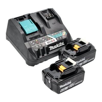 Makita Power Source Kit 18 V avec - 2x Batteries BL 1860 B 6,0 Ah (2x 197422-4) + Chargeur rapide multiple DC 18 RE (198720-9) - 28586 - 4064677039073
