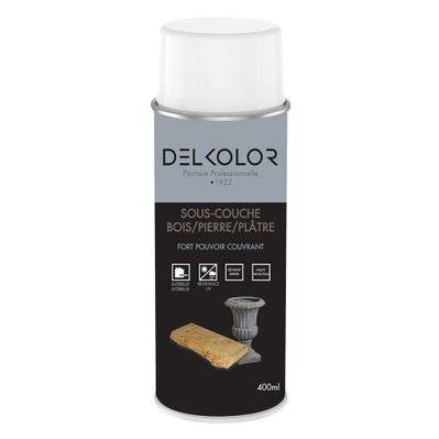 Peinture aérosol DELKOLOR - Sous-couche bois & plâtre - 400 ml - 53030001sscb - 3578700004491