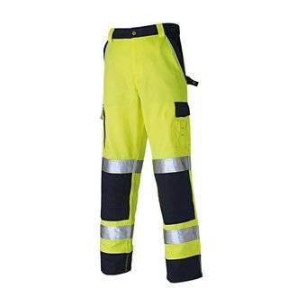 Pantalon multi-poches haute-visibilité - taille 56 - jaune/bleu marine