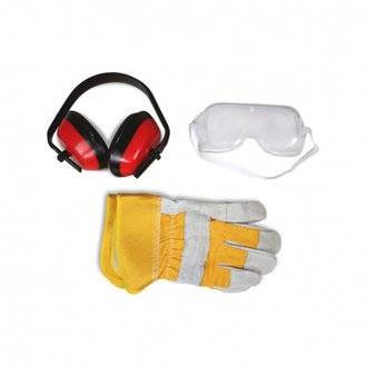 Kit de protection : lunettes + gants + casque anti-bruit