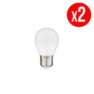 Pack de 2 ampoules LED sphériques - E27 - 5 W - blanc chaud