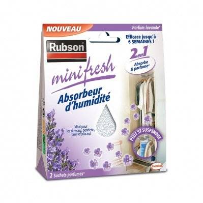 Absorbeur d'humidité & d'odeurs RUBSON Minifresh - 2 sachets de 50 g - parfum lavande - 2092184 - 9000100941433