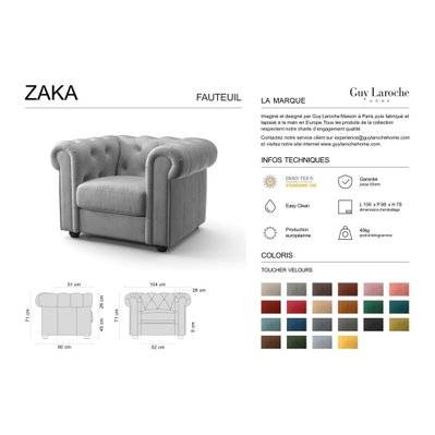 Fauteuil ZAKA - tissu toucher velours - crème - ts-01-1 - 5903030235433