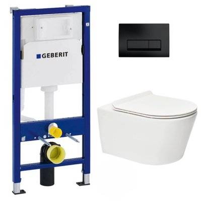 Pack WC Bati-support Geberit Duofix UP100 + WC sans bride SAT Brevis + Abattant ultra-fin - 0734077017332 - 0734077017332