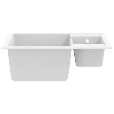 vidaXL Évier de cuisine deux lavabos trou de trop-plein Blanc Granit - 147088 - 8720286042267