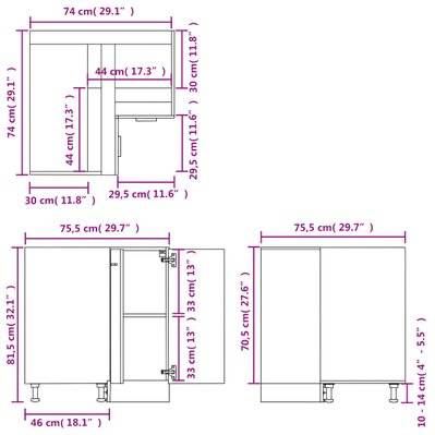 vidaXL Armoire de plancher d'angle chêne sonoma 75,5x75,5x81,5 cm bois - 802492 - 8720286132821