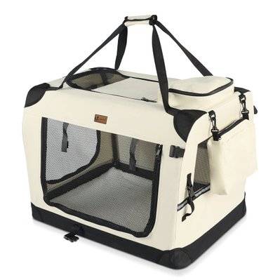 VOUNOT Sac transport pliable chien chat caisse cage portable 70x52x52cm beige - 8425468297565 - 6973424413319