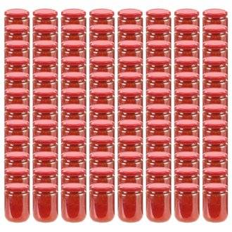 vidaXL Pots à confiture avec couvercle rouge 96 pcs Verre 230 ml
