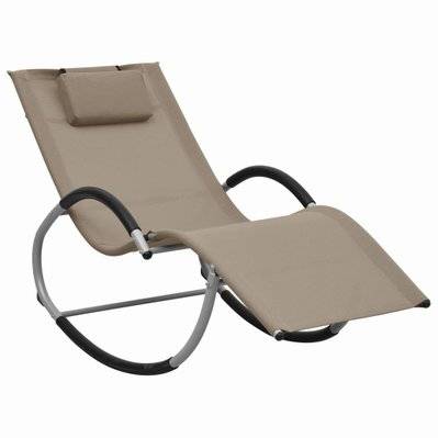 vidaXL Chaise longue avec oreiller Taupe Textilène - 47790 - 8719883753973