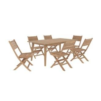 Ensemble table et chaises de jardin Barton 6 personnes en bois de teck