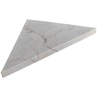 Etagère d'angle en résine finition marbre - 24 x 24 cm x 2,4 cm d'épaisseur - blanc - CORNERMARBLE-9010 - 3700797526161