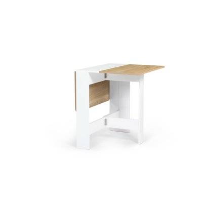 Table console pliable Edi - 103 x 75 x 76 cm - blanc et hêtre