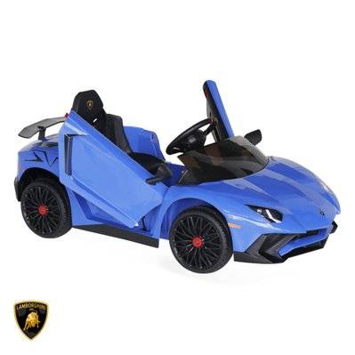 Voiture électrique 12V pour enfant Lamborghini. bleu. 1 place. avec autoradio. télécommande. MP3. port USB et phares - 3760388441310 - 3760388441310
