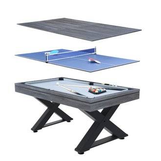 Table multi-jeux en bois gris ping-pong et billard TEXAS