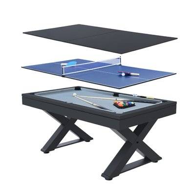 Table multi-jeux en bois noir ping-pong et billard TEXAS - 230141 - 3760285051612