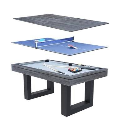 Table multi-jeux 3 en 1 billard et ping pong en bois gris DENVER - 230144 - 3760285051643