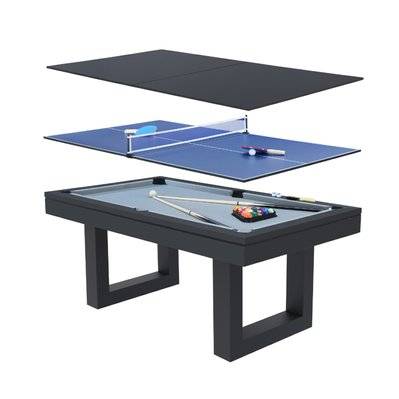 Table multi-jeux 3 en 1 billard et ping-pong en bois noir DENVER - 230142 - 3760285051629