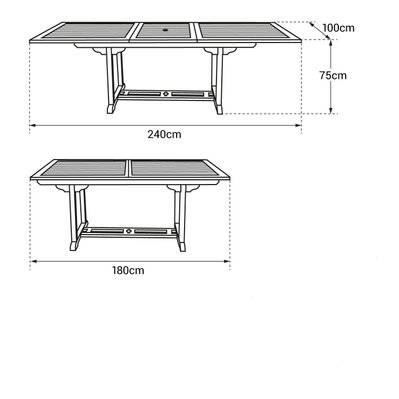 SALENTO - Table de Jardin Rectangulaire Extensible en Teck - 3701483906922 - 3701483906922