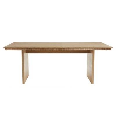 Table à manger rectangulaire gravée en bois clair chêne L200 cm EVASION - L200xP100xH75 - 55211 - 3662275138177