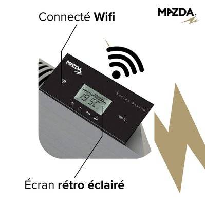 Radiateur 1500W - Connecté Wi-fi - Pierre naturelle - Inertie sèche -  Thermostat programmable - Blanc - Dual Kherr-Mazda - Brico Privé