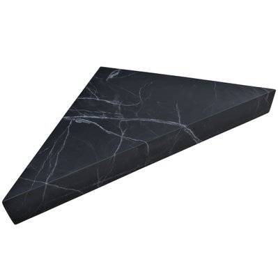 Banc d'angle pour douche en résine finition marbre 53 x 53 x 8 cm - coloris noir - SEATMARBLE-9005 - 3700797526956