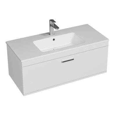 RUBITE Meuble salle de bain simple vasque 1 tiroir blanc largeur 100 cm - 278#IZI#4774 - 3701041649353