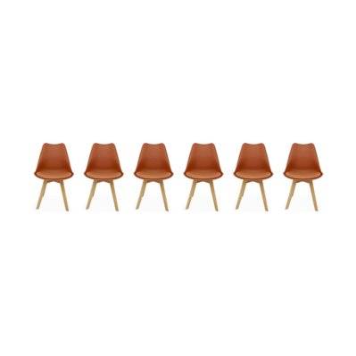 Lot de 6 chaises scandinaves. pieds bois de hêtre. chaises 1 place. terracotta - 3760388441792 - 3760388441792