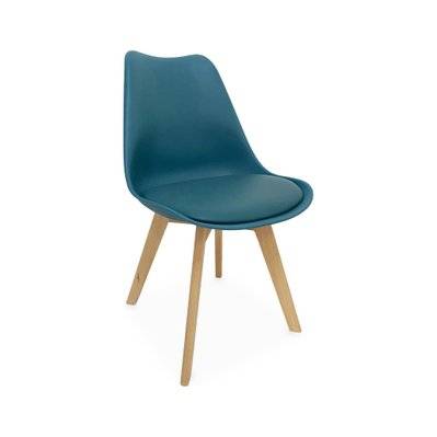 Lot de 6 chaises scandinaves. pieds bois de hêtre. chaises 1 place. bleu canard - 3760388441594 - 3760388441594