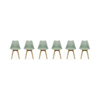 Lot de 6 chaises scandinaves. pieds bois de hêtre. chaises 1 place. vert céladon - 3760388441471 - 3760388441471