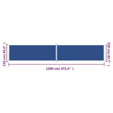 vidaXL Auvent latéral rétractable Bleu 220x1200 cm - 318088 - 8720286771518