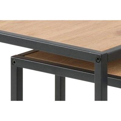 Tables gigognes style industriel en bois FACTORY 50 x 50 x 45 cm - 229698 - 3760285051360